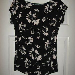 Lauren Ralph Lauren Top Short Sleeved Ruched Size L NWOT